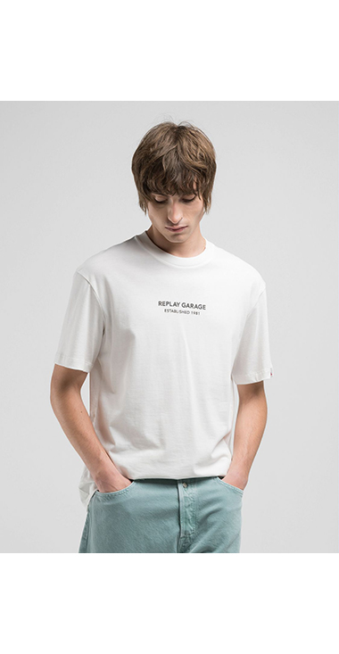 リラックスフィット オープンエンドコットンプリントTシャツ 詳細画像